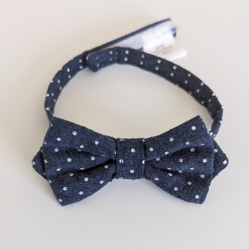 Toddler Boys Polka Dot Banded Adjustable Length Pre-Tied Bow Tie - Blue